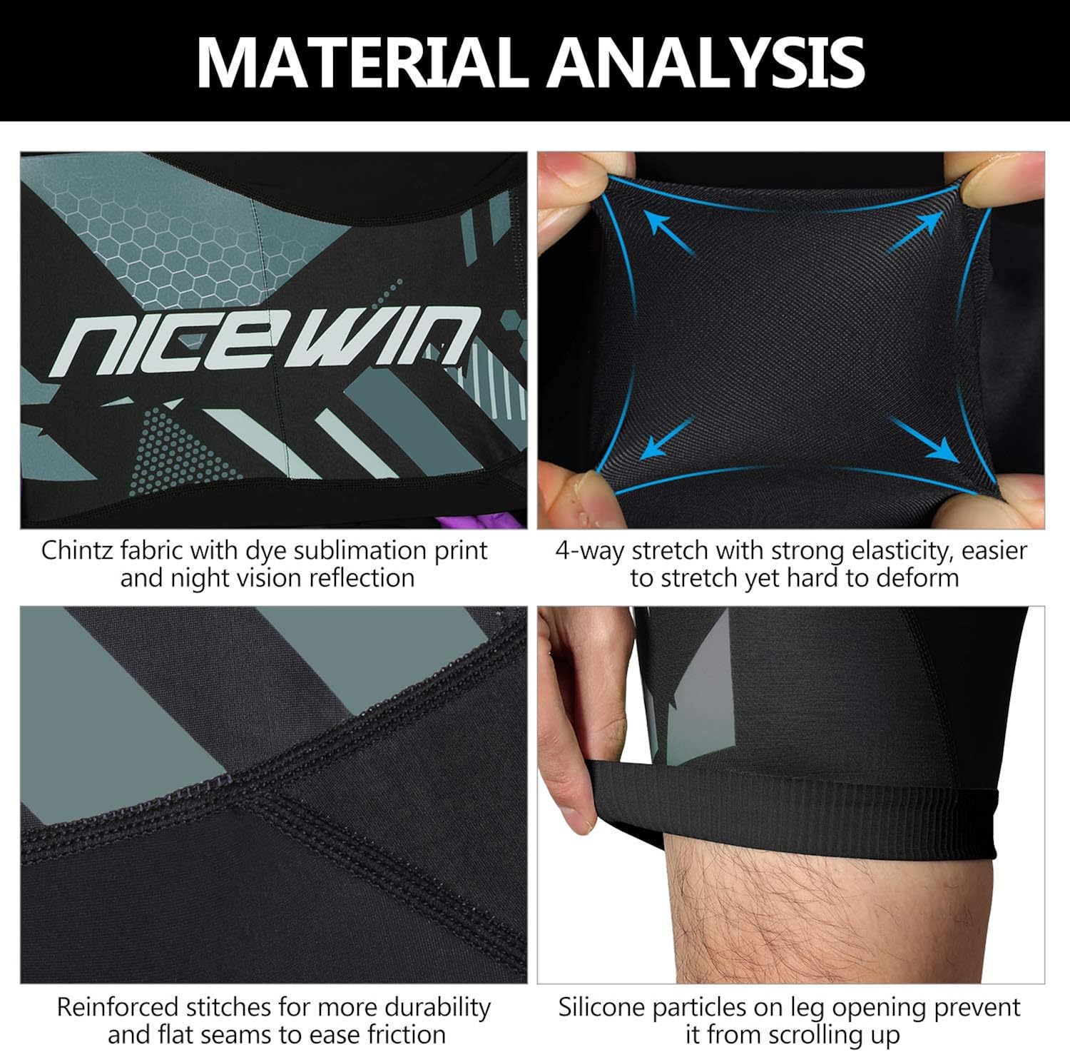 NICEWIN Men’s Cycling Shorts Motorcycle Bike Riding Tights 3D Padded Quick-Dry Half Pants: Clothing