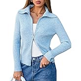 Arach&Cloz Women's Wool Blend Fashion Zip Up Cardigan Sweater Outfit