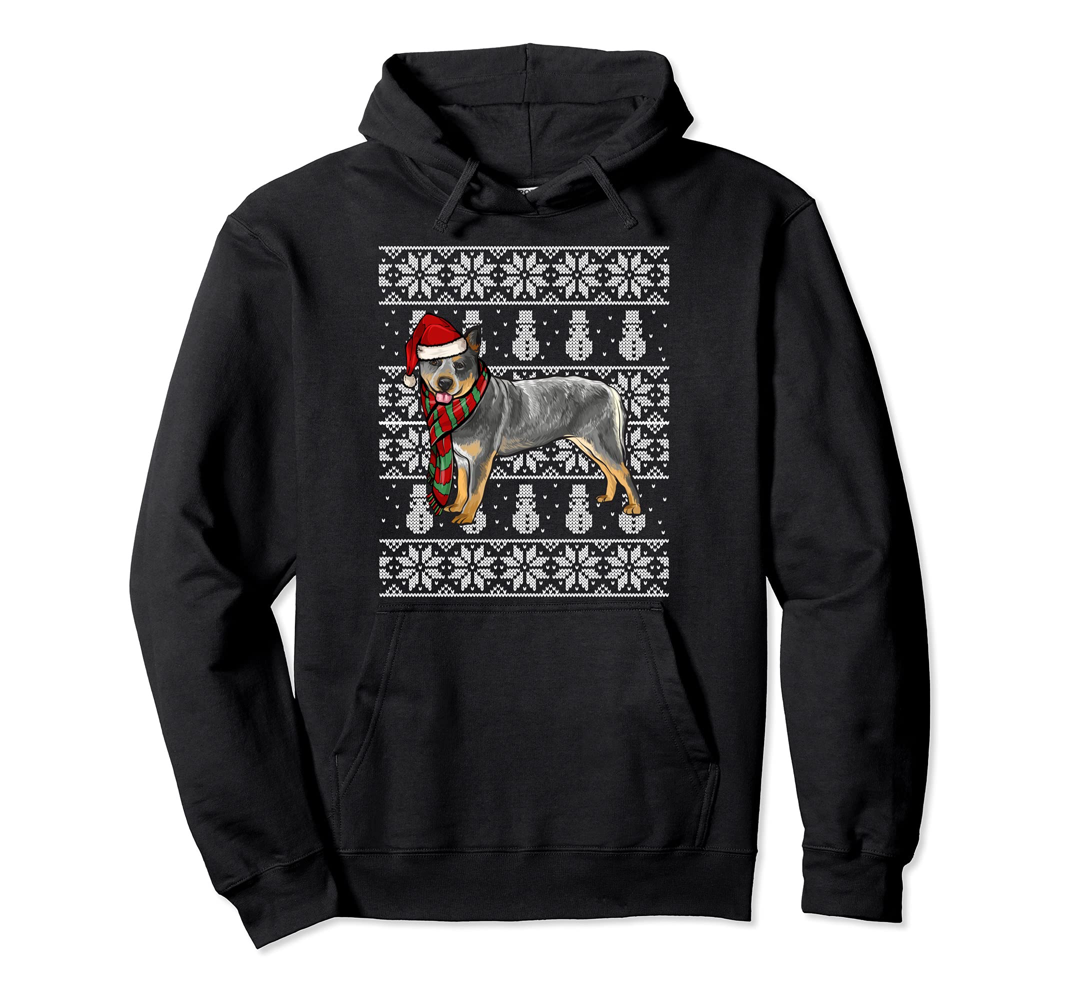 Santa Hat Xmas Australian Cattle Dog Ugly Christmas Pullover Hoodie