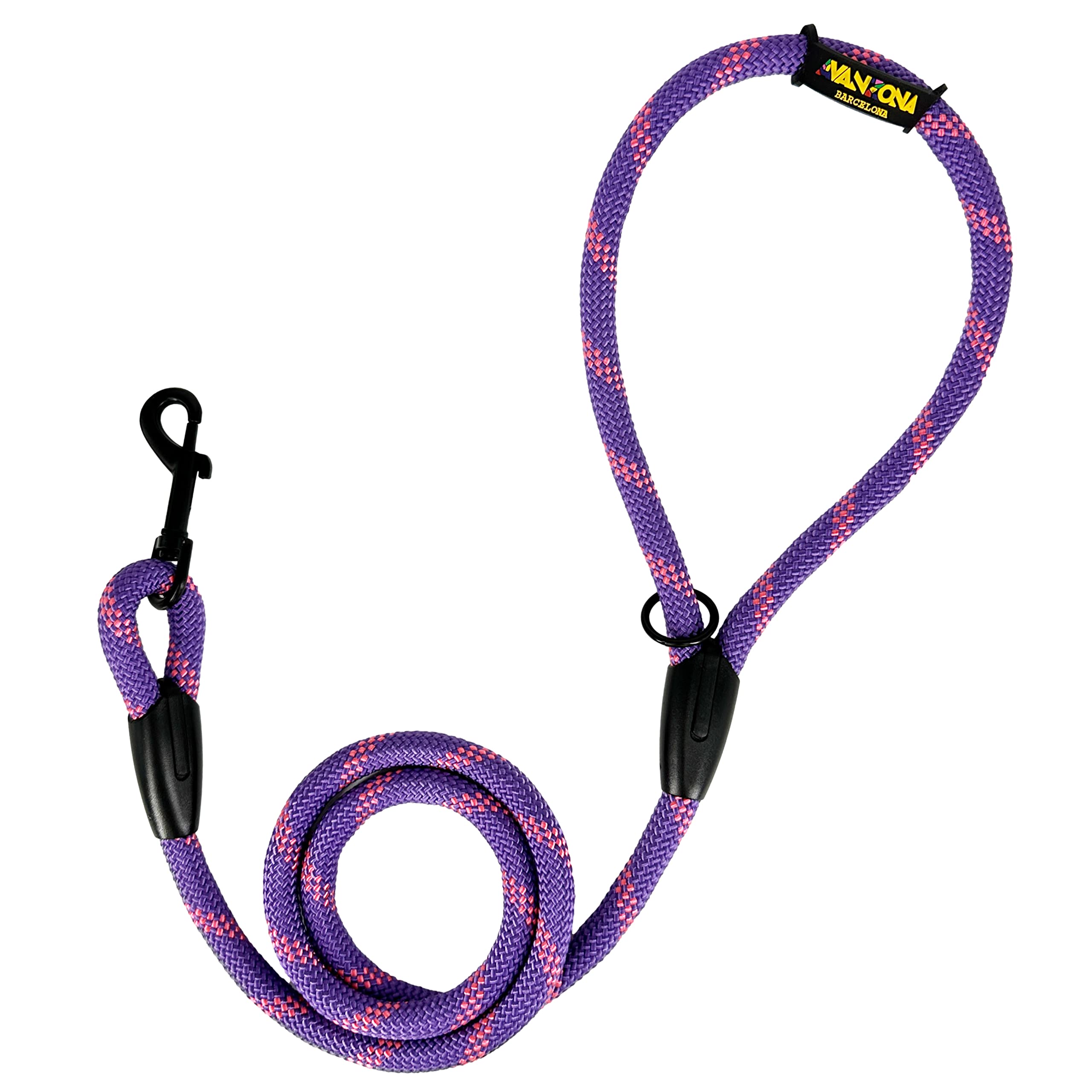 Classic Training Dog Lead, Nylon Cord Rope, Made in Spain, for Small Medium Large Dogs. 120CM. Violet with Pink