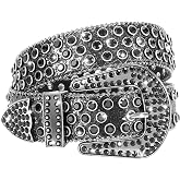 WHIPPY Women Western Rhinestones Belts Men Studded Belt for Jeans Bling Cowgirl Cowboy Waist Belt with Removable Buckle