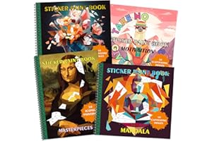 BulbaCraft 4Pcs Sticker by Number for Adults, Sticker Paint Books for Adults - Coloring Mosaics Activity