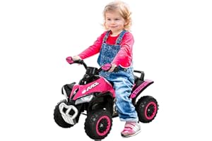 Aosom NO Power Kids Ride On Push Car, Ride Racer, Foot-to-Floor Sliding Car, Walking ATV Toy with Music, Lights, for 1.5-3 Years Old, Pink