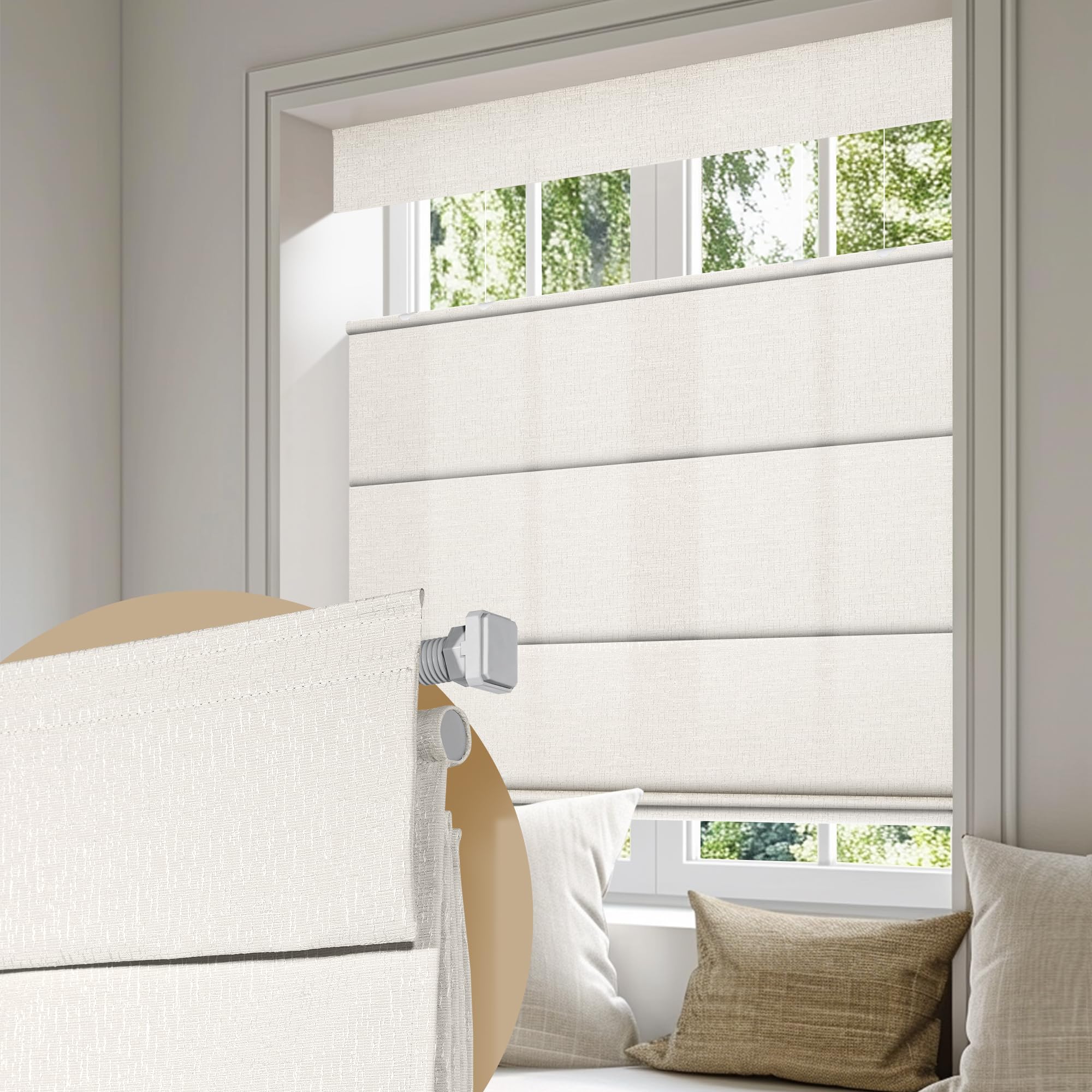 Boolegon No Drill Cordless Roman Shades for
