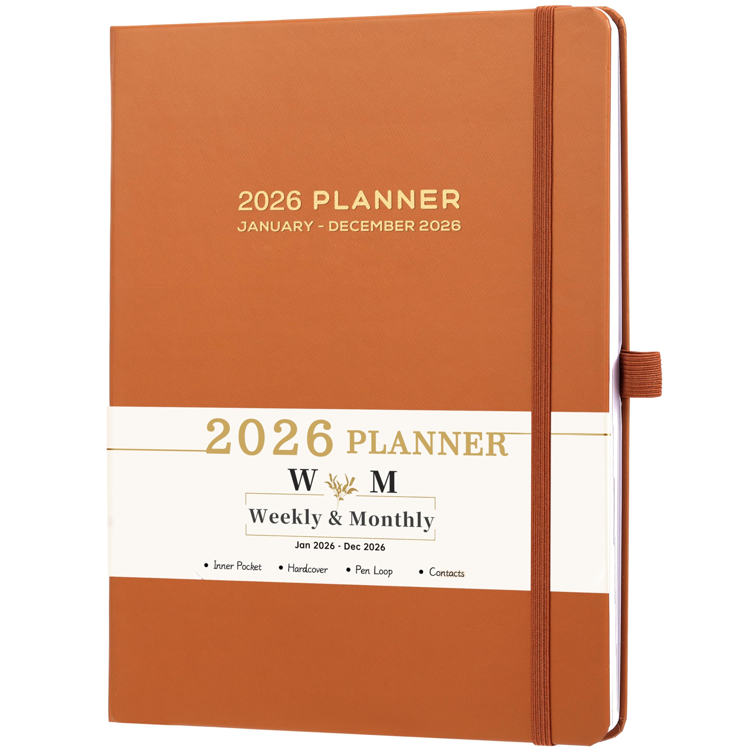Photo 1 of 2026 Planner - Planner 2026, 2025 Planner Weekly and Monthly, 8"× 10", Jan 2026 - Dec 2026, Inner Pocket, Elastic Closure, Pen Loop, Bookmarks, Note Pages