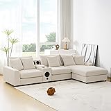 114-Inch L-Shaped Sectional Sofa with Removable