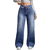 Flvsun Women's Wide Leg Jeans High Waist Stretchy Baggy Jeans Loose Fit Casual Trendy Denim Pants Y2k Boyfriend