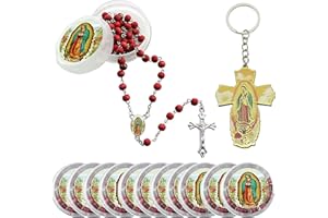 GENERIC 12 Virgen De Guadalupe Scented Red Rosary Recuerdos de Bautizo Primera Comunion, Our Lady of Guadalupe Party Favor