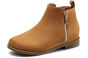 Harvest Land Girl Boots Kids Ankle Boots Warm Side Zipper Boots Low heel Short Booties Winter Snow Boots Anti-Slip Outdoor Shoes for Little Kids/Big Kids