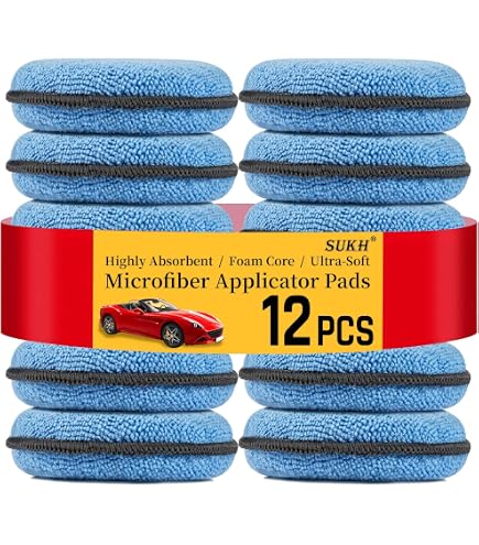 Lot De 8 Tampons Éponge Bleus 12,7 Cm + Poignée – Idéal Pour Cirer Et Polir Votre Voiture En Profondeur