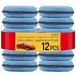 Sukh 12 Pack Microfiber Foam Car Wax Applicator Pad