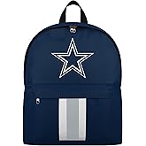 FOCO NFL Officially Licensed Team Color Primary Logo Solid Stripe Football School Bag Travel Backpack - Dallas Cowboys - Navy
