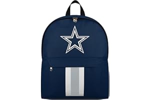 FOCO NFL Officially Licensed Team Color Primary Logo Solid Stripe Football School Bag Travel Backpack - Dallas Cowboys - Navy