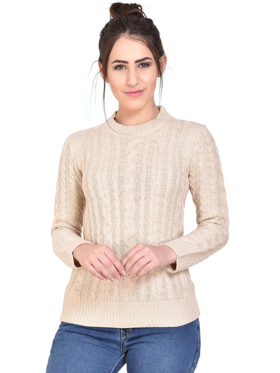 mansicollections beige knitted sweater for women