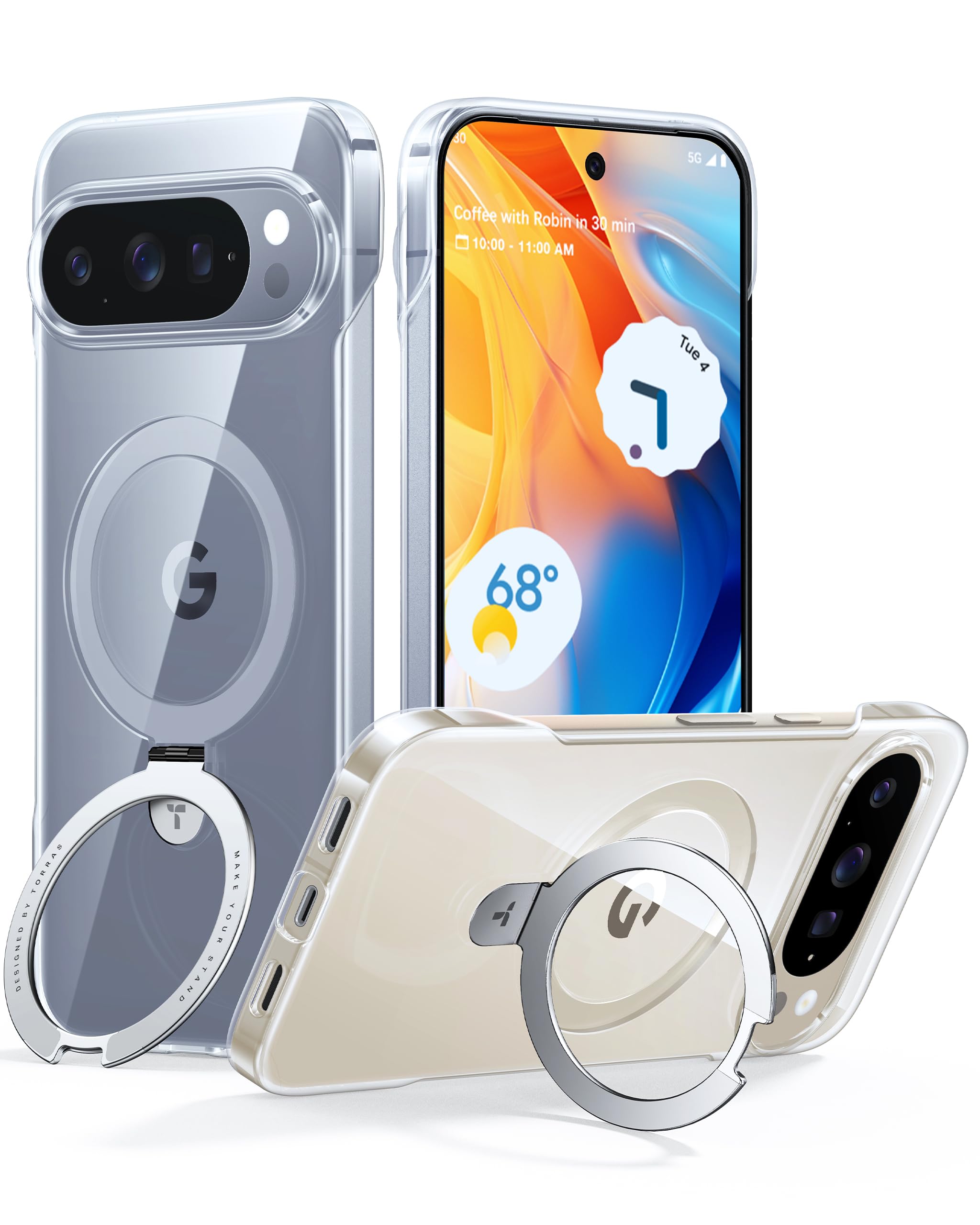 Photo 1 of TORRAS Slim for Google Pixel 10 Pro XL Case Clear, Fit for MagSafe, Open Edge Frame, Phone Case for Pixel 10 Pro XL with Stand, Ultra Thin Minimalist, Never Yellowing, Shockproof Corner Cover, Clear