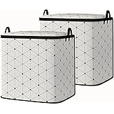 Dawuyu king comforter storage bag,clothes blanket bedding pillow quilt organizer for closet,fabric moving bags with portable handles and zipper 95L(2pack)