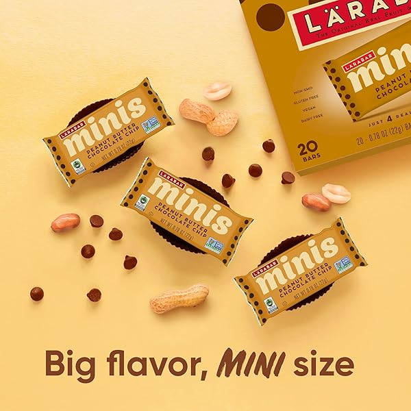 LARABAR PEANUT BUTTER CHOCOLATE CHIP MINI BARS, GLUTEN FREE VEGAN, 20 CT