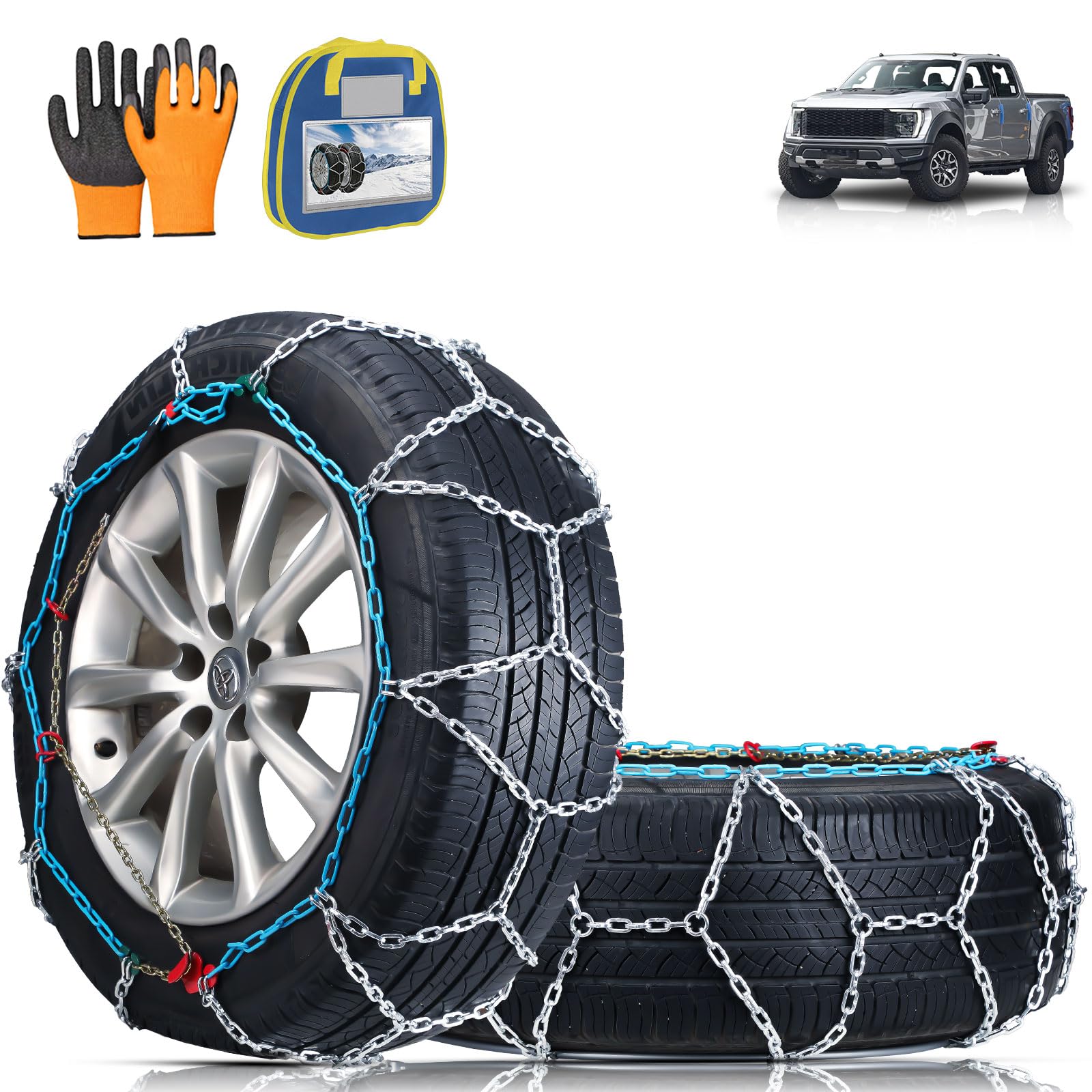 Photo 1 of Coco Bird Heavy Duty Snow Chains Tire Chains for Light Truck, SUV & Pickup, Easy Installation, Wear-Resistant Alloy Steel for Superior Traction & Stability, Set of 2?SCRV-275?