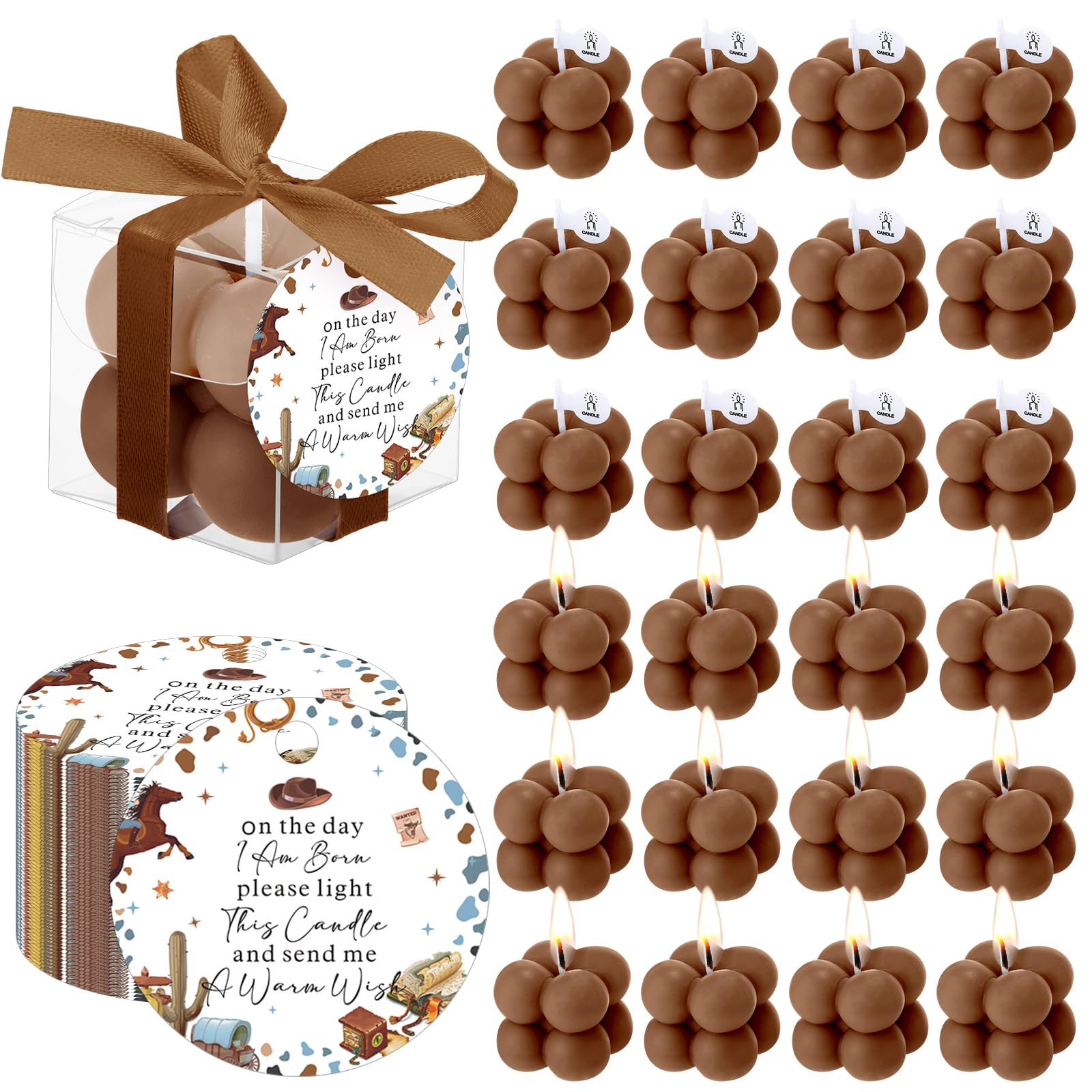 Photo 1 of ***MISSING PARTS***
MTLEE 24 Sets Brown Cowboy Baby Shower Favors Small Bubble Candle Baby Shower Favors for Guests Tea Candles Bulk with Stylish Ribbons Cards Gifts Party Decorations(Cowboy)