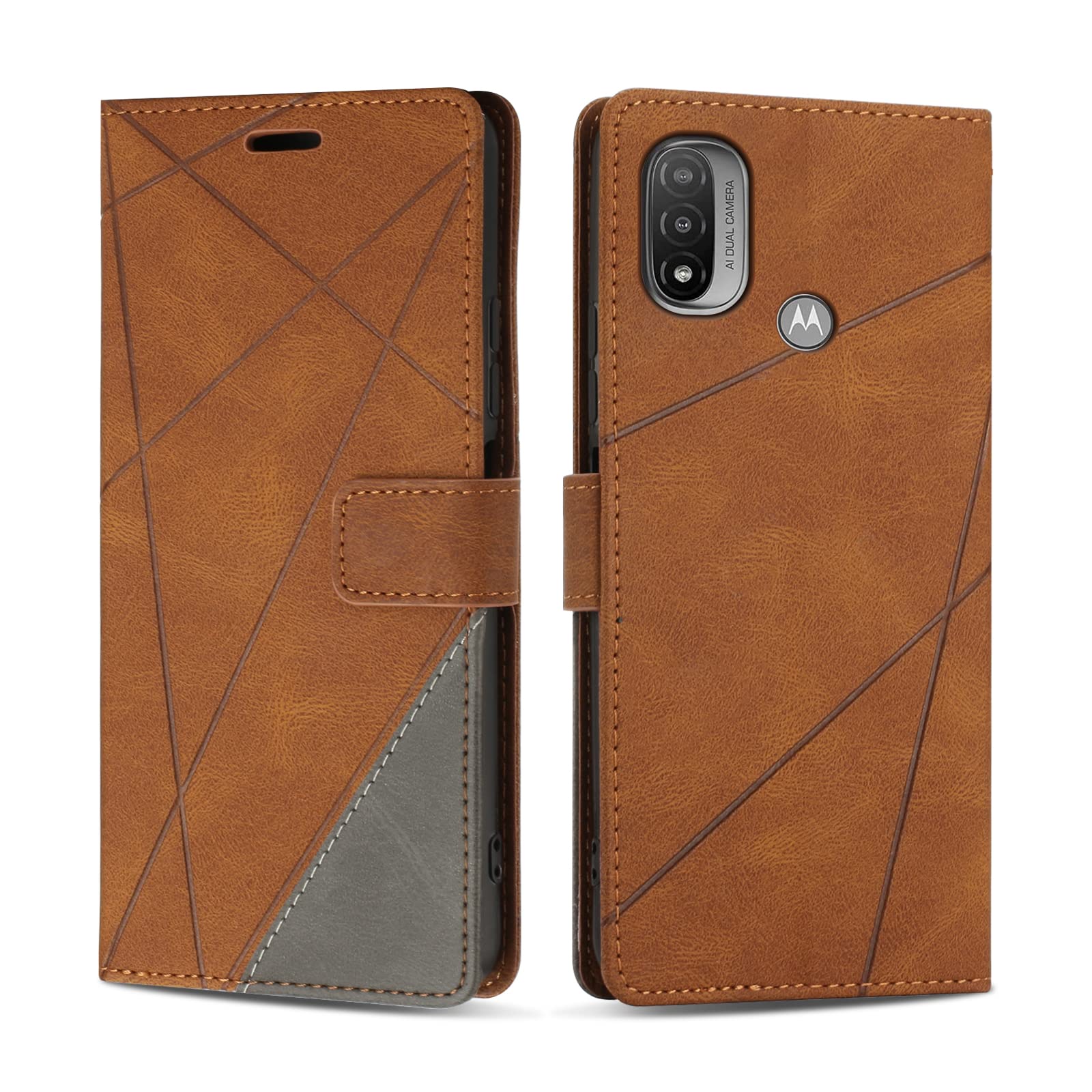SONWO Cover for Moto E20 / Moto E30 / Moto E40 Case, Flip PU Leather Case Cover Premium Wallet Case for Moto E20 / Moto E30 / Moto E40, Card Slots, Stand Holder, Brown — image 1