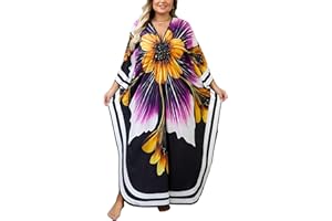 KEYLORTING Kaftan Dress for Women - Plus Size Caftan Maxi Beach Dress Moo Moos Loungewear, Swimsuit Cover Up for Beach, Pool or Vacation