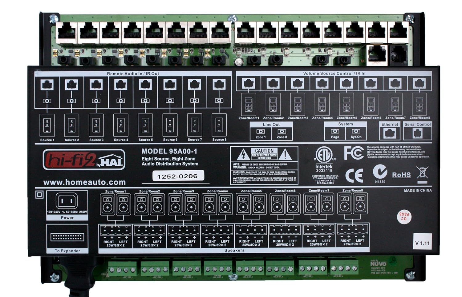 Leviton 95A001 HiFi 2 8Zone, 8Source Distributed Audio System in