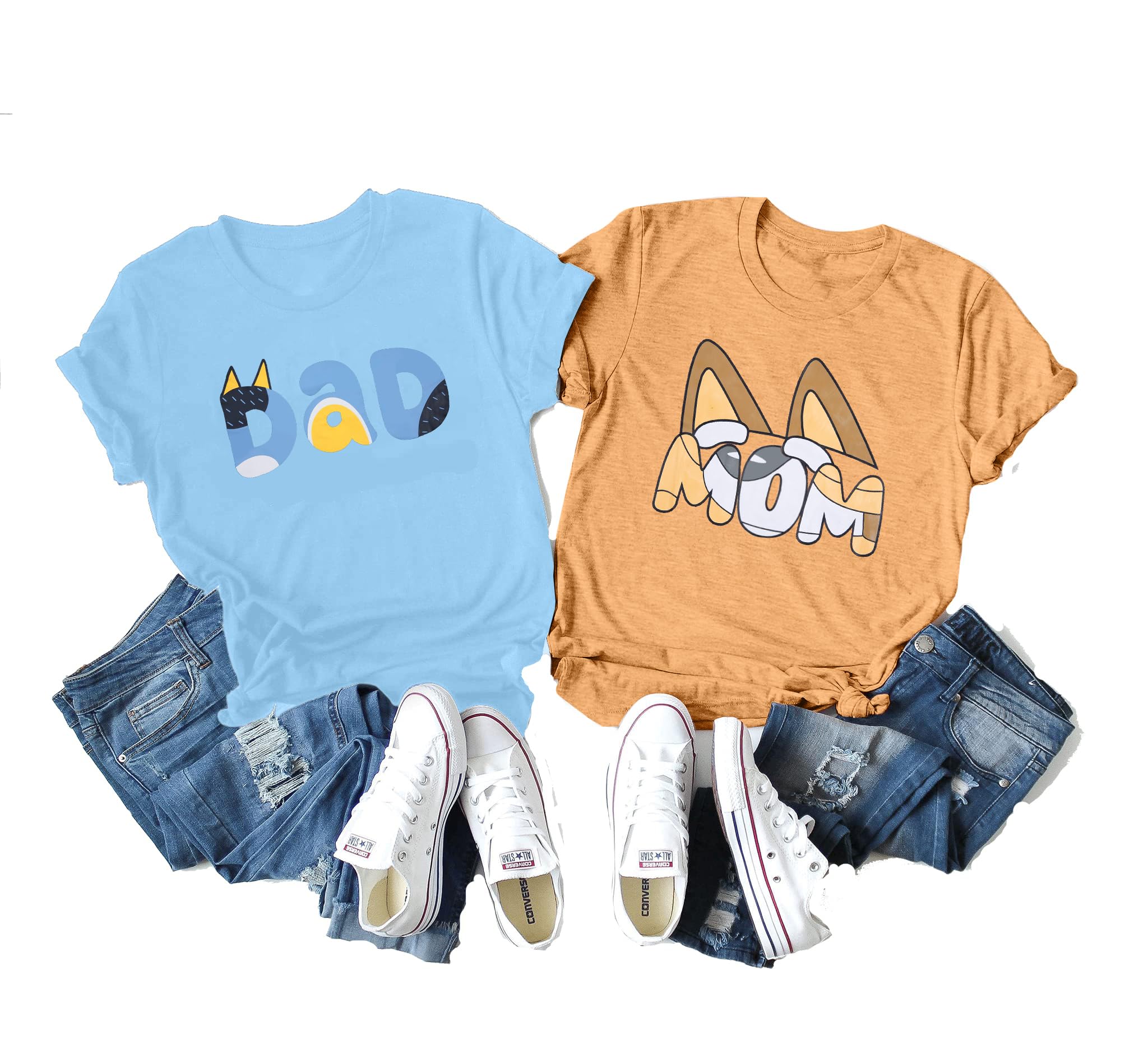 Photo 1 of *ONLY MOM SHIRT* JINTING Dog Mom Shirt Mom and Dad Shirts Couple Outfit T-Shirt Casual Letter Graphic Top Tees Orange Large