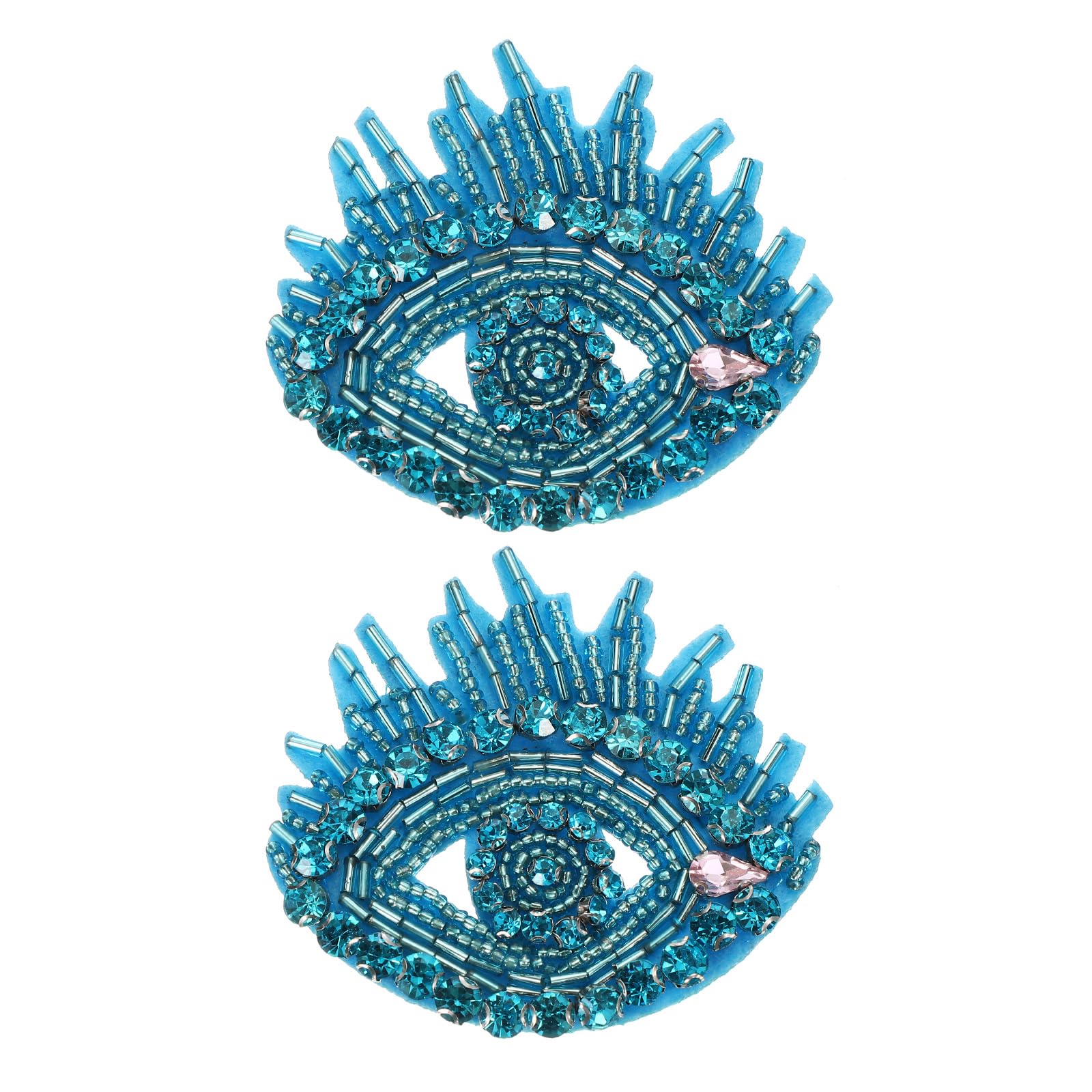 PATIKIL Evil Eyes Rhinestone Patches, 2 Pcs Evil Eyes Patches Sew on Applique Patches Rhinestone Applique Glitter Crystal Patches for Shoes Clothes Pants Bags Hats Shirts, Blue