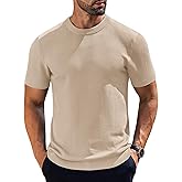 COOFANDY Men's Knit T-Shirts Short Sleeve Crewneck Shirt Casual Textured Pullover Tees