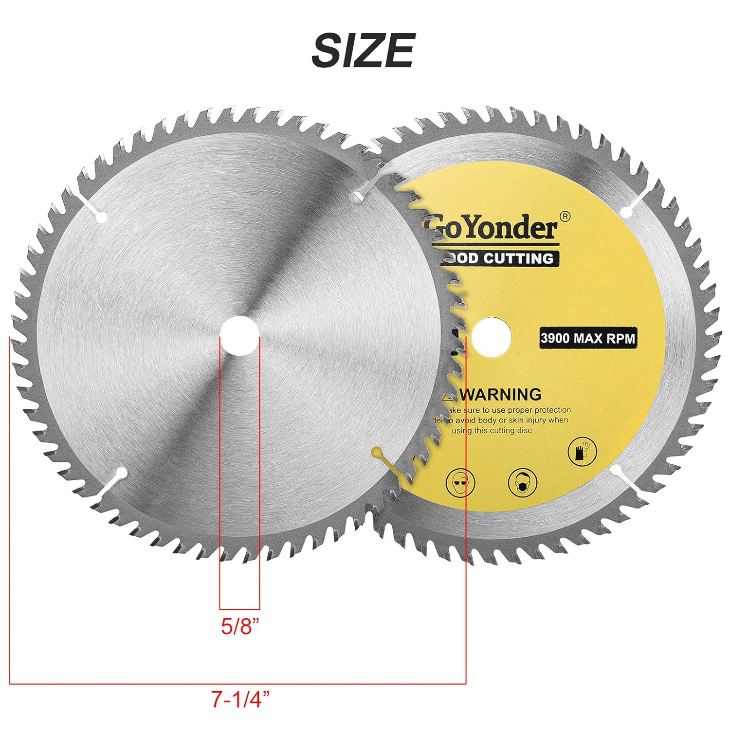 GoYonder 7 1/4 Inch Circular Saw Blade 60 Tooth TCT Carbide 7.25 Inch Saw Blades with 5/8 Inch Arbor for Cutting Wood: Industrial & Scientific