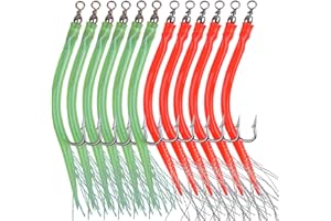 JOGFFDE Classic Striped Bass Tube Lures Trolling Tube Fishing Lures Cod Rig Tube Teasers with Stanless Steel Hooks Swivel for Offshore Trolling Bass Cod Big Game Fishing