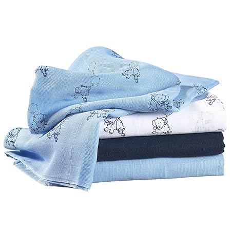 Bornino Mullwindeln (4er-Pack) - Baby Basics - Spucktücher aus reiner Baumwolle - Moltontücher 80x80cm - in verschiedenen Far