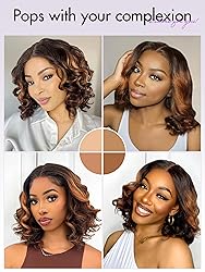 LUVME HAIR 10? Brown Ombre Bob Wig Human Hair Pre