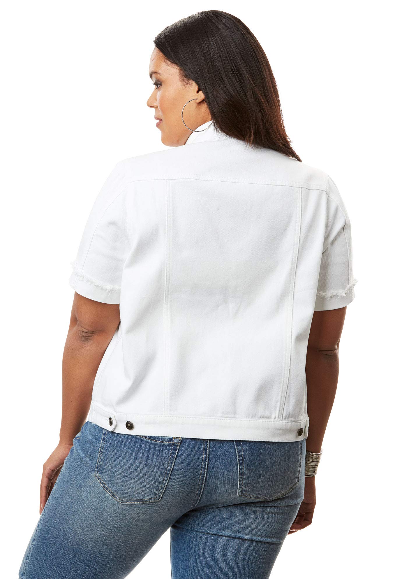 Roamans Women's Plus Size Short Sleeve Denim Jacket Light Wash, 22 W