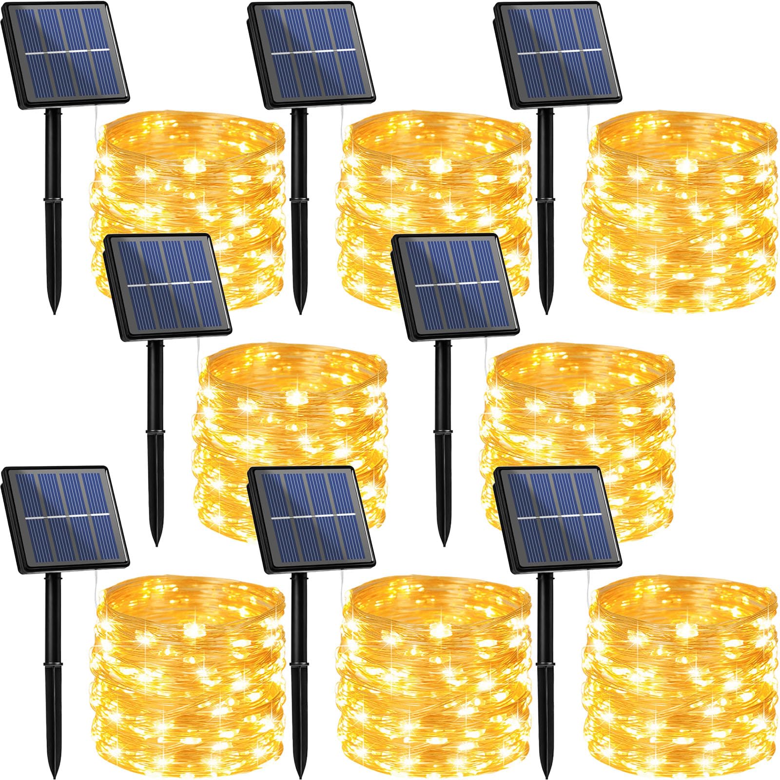 Photo 1 of Beieverluck 8 Pack Solar Fairy Lights Outdoor Waterproof 264FT 800 LED Solar String Lights Outside with 8 Modes for Tree Garden Wedding Party Decor, Warm White