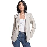 V VOCNI Blazer for Women Open Front Long Sleeve Work Office Suit Jackets Blazer Beige Large