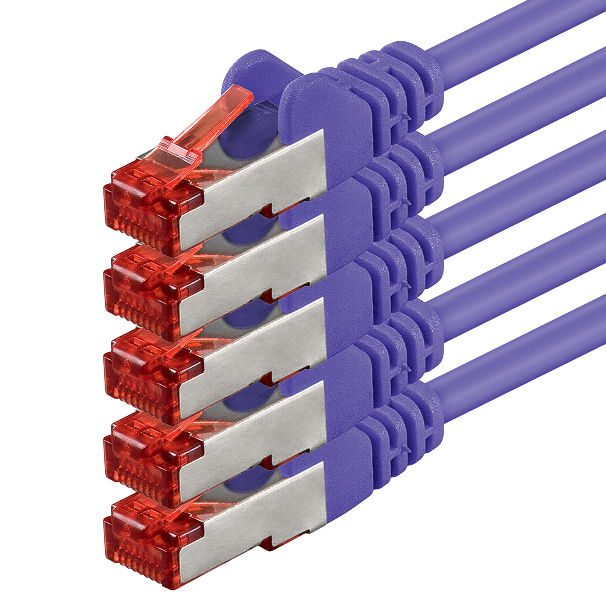 1aTTack.de 5x 3 meters - Cat 6 network cable patch cable Cat6 RJ45 SFTP - purple