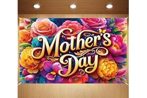 FARMNALL Mother's Day Photo Backdrop Happy Mother's Day Banner Great Mother I Love You Mom Decorations and Supplies for Home (43 X 71 Inch)