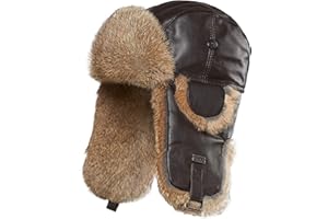 frr Leather Rabbit Fur Aviator Hat