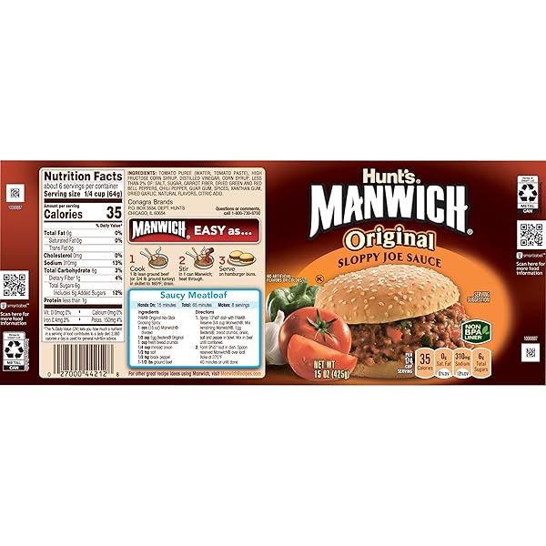 MANWICH ORIGINAL SLOPPY JOE SAUCE, CANNED SAUCE, 15 OZ.