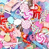WILLBOND 120 Pieces Assorted Charms Cute Set Flatback Beads Making Kit Mixed Candy Sweets Resin Random Kawaii Candy Resin Ornaments for DIY Craft Scrapbooking Decoration