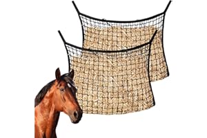 BSEMAX 2 Pcs Slow Feed Hay Nets for Horses, Hanging Horse Slow Feed Hay Bag with Large Capacity, Ultra Slow Soft Flat Feeder Bag for Horses Goat(31.5" X 35.1")