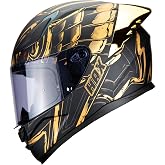 HAX Onix Full Face Motorcycle Helmets for Men Motorbike Helmets with Pinlock Ready DOT Approved Comfortable Fit Matte Black Gold M