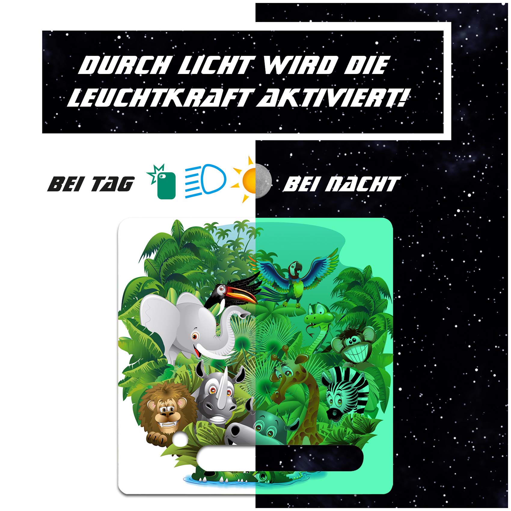 yabaduu Protective Film, Protective Cover, Luminous Sticker for Toniebox, Perfect Fit, Self-Adhesive, Child-Friendly Film for Children, Toys (Y031-12 Jungle, Glow-