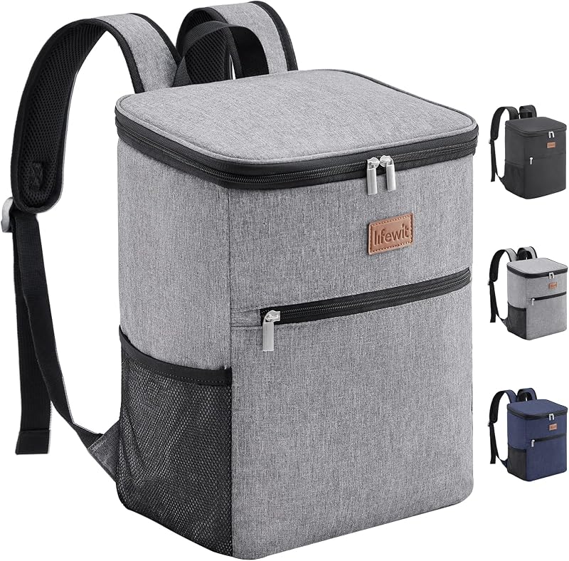 Lifewit 21L 30-Can Soft Cooler Backpack with Hard Liner Grey