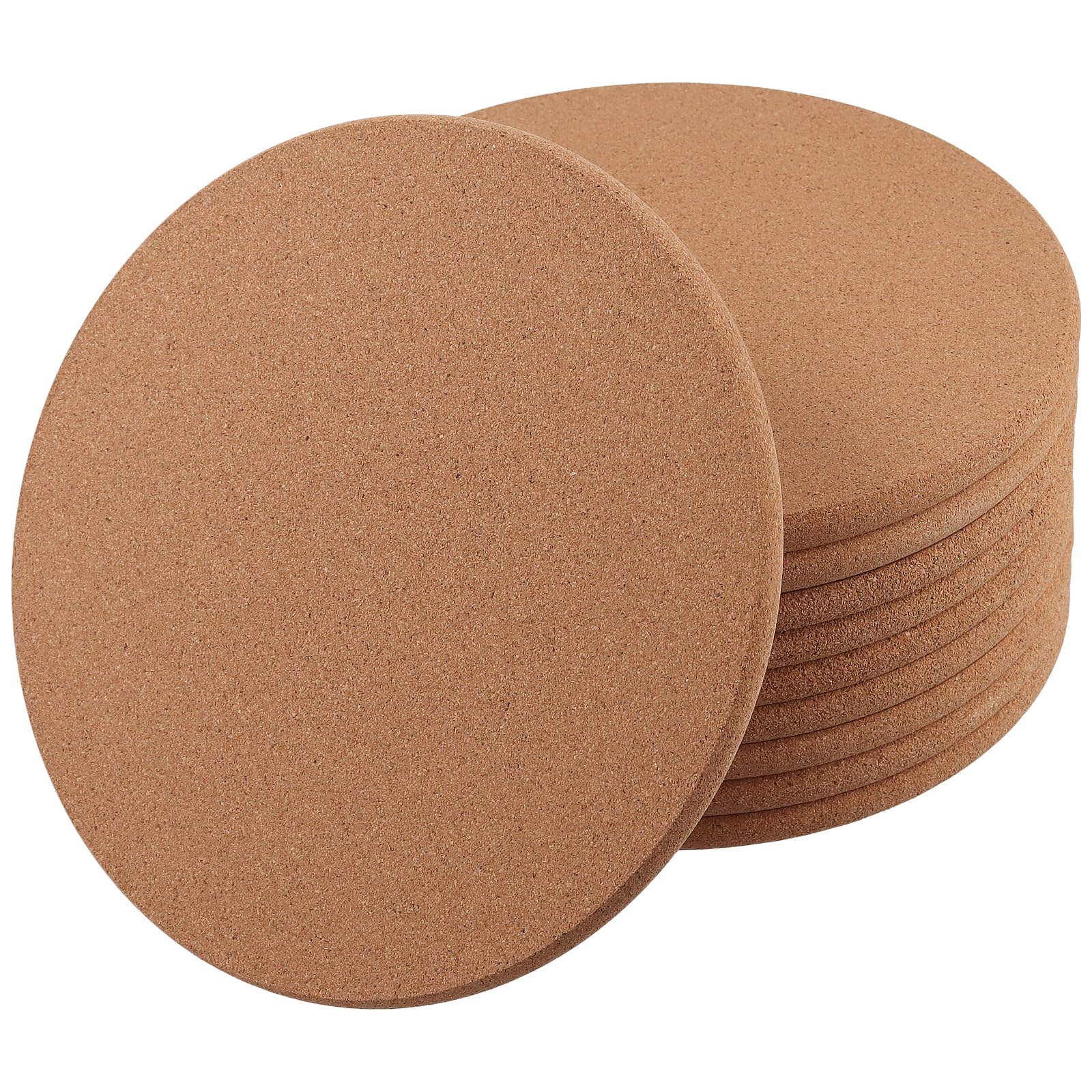 DAKFOOK 10 Pack Cork Placemats, Heat Resistant Round Cork Coasters, Multi Use Corks Mats for Table, Plants, Pots 19 x 1Cm