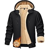TACVASEN Men's Zip Up Sherpa Lined Hoodies Thick Fleece Heavyweight Jacket Windproof Thermal Zipper Sweatshirt
