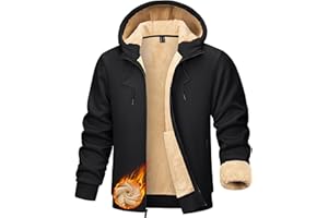 TACVASEN Men's Zip Up Sherpa Lined Hoodies Thick Fleece Heavyweight Jacket Windproof Thermal Zipper Sweatshirt
