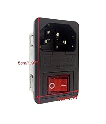 3 Pin IEC320 C14 Inlet Male Plug Power Socket Red
