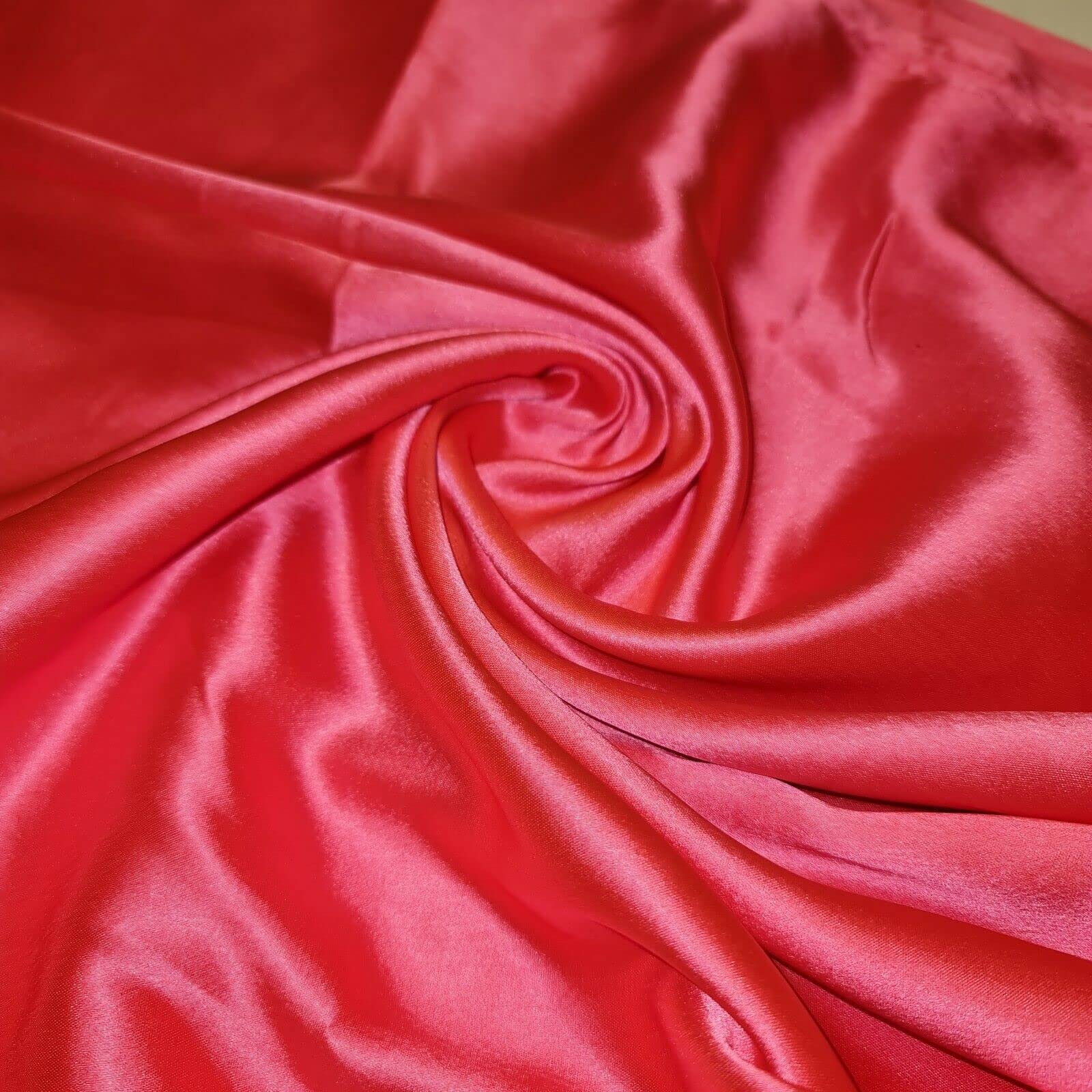 Glossy Charmeuse Silk Satin Bridal Dress Polyester Lining Craft Fabric 44" Meter (2 Meter, Neon Pink)